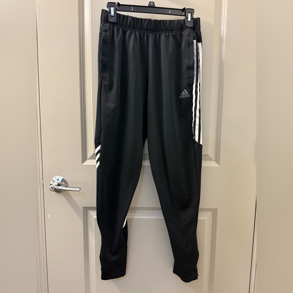 Adidas Black Joggers with White Stripes